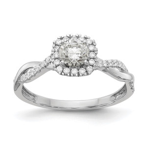 14k White Gold 5/8 carat Lab Grown Diamond VS/SI+ G+ Complete Round Halo Engagement Ring