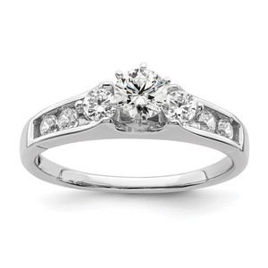 14k White Gold 5/8 carat Lab Grown Diamond VS/SI+ G+ Complete Round Size 7 Engagement Ring