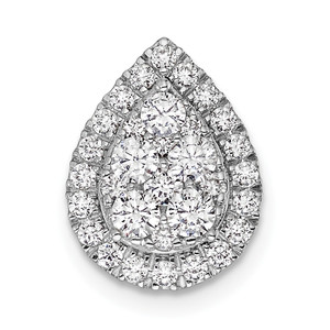 14k White Gold 5/8 carat Lab Grown Diamond VS/SI+ G+ Complete Teardrop Halo Chain Slide Pendant