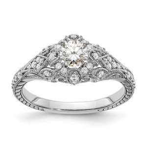 14k White Gold 5/8 carat Lab Grown Diamond VS/SI+ G+ Round Complete Shared Prong Engagement Ring
