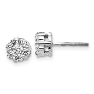 14k White Gold 5/8 carat Lab Grown Diamond VS/SI+ G+ Screwback Cluster Post Earrings