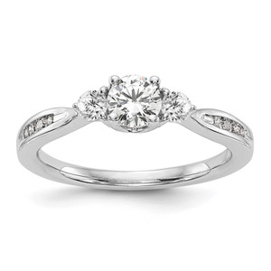 14k White Gold 5/8 carat Lab Grown Diamond VS/SI+ G+ Three Stone Complete Engagement Ring