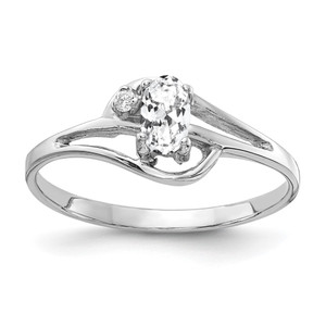 14k White Gold 5x3mm Oval Cubic Zirconia AA Diamond ring