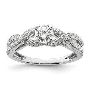 10k White Gold 3/4 carat Lab Grown Diamond VS/SI+ G+ Round Complete Twist Bypass Engagment Ring
