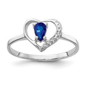 14k White Gold 5x3mm Pear Sapphire AA Diamond ring