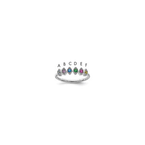 14k White Gold 6 Birthstone Mother's Ring Mounting - XM-56F25754-3774