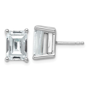 14k White Gold 6 ctw Lab Grown Diamond VS+ F+ Emerald 4 Prong Heavy Wt. Stud Earrings