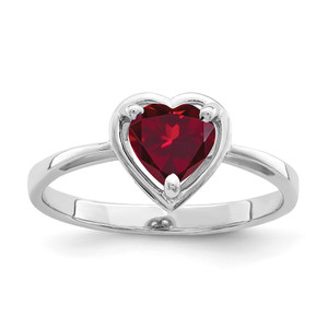 14k White Gold 6mm Heart Created Ruby ring