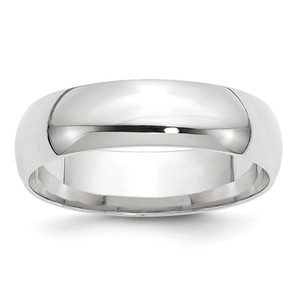 14k White Gold 6mm Lightweight Comfort Fit Wedding Band Size 6.5