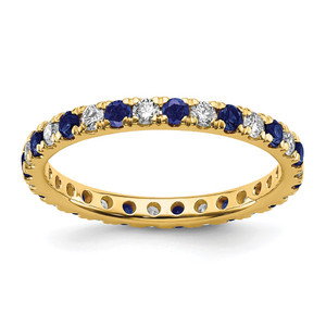 14k 1/2 carat Lab Grown Diamond VS/SI+ G+ and Lab Created Blue Sapphire Size 6.5 Eternity Band
