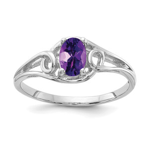 14k White Gold 6x4mm Oval Amethyst ring - Y2-CC50F93E-2908