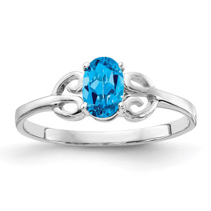 14k White Gold 6x4mm Oval Blue Topaz ring - X9-92B4E57A-8275