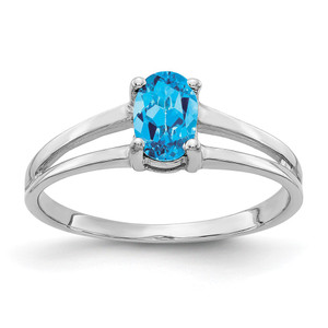 14k White Gold 6x4mm Oval Blue Topaz ring - Y2-20715B29-4784