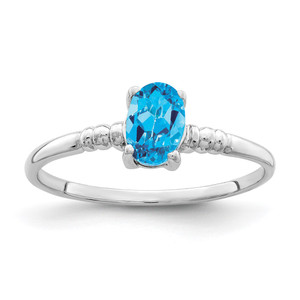 14k White Gold 6x4mm Oval Blue Topaz ring - Y4-50111517-5466
