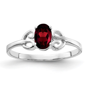 14k White Gold 6x4mm Oval Garnet ring - X9-37189115-8197