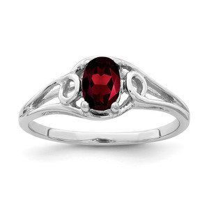 14k White Gold 6x4mm Oval Garnet ring - Y2-D8FD850A-5862
