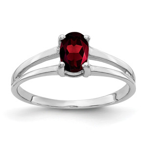 14k White Gold 6x4mm Oval Garnet ring - Y2-E08B2744-9101
