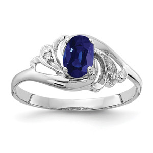 14k White Gold 6x4mm Oval Sapphire AA Diamond ring - X9-CB7A0037-2177