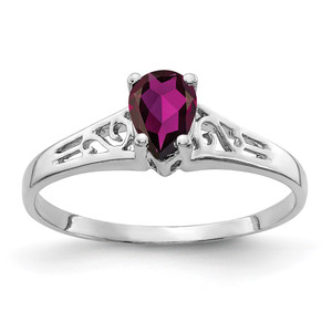14k White Gold 6x4mm Pear Rhodolite Garnet ring