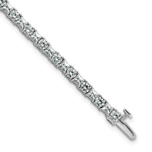 14k White Gold 7 carat Lab Grown Diamond VS+ F+ Complete Princess and Round Tennis Bracelet