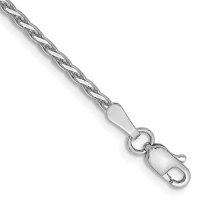14K White Gold 7 inch 1.6mm Diamond-cut Parisian Wheat with Lobster Clasp Bracelet