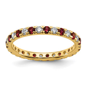 14k 1/2 carat Lab Grown Diamond VS/SI+ G+ and Lab Created Ruby Size 5.5 Eternity Band