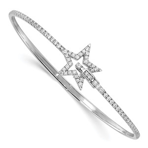 14k White Gold 7/8 carat Lab Grown Diamond VS/SI+ G+ Star Hinged Bangle Bracelet
