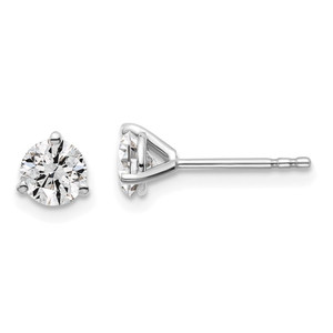 14k White Gold 7/8 ctw Lab Grown Diamond VS+ F+ Round 3 Prong Heavy Wt. Stud Earrings