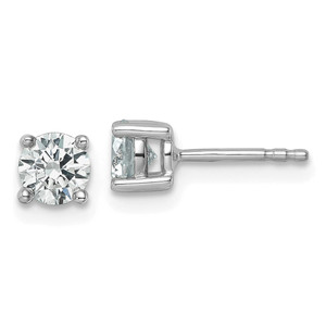 14k White Gold 7/8 ctw Lab Grown Diamond VS+ F+ Round 4 Prong Heavy Wt. Stud Earrings