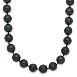 14k White Gold 7-8mm Black Round Akoya Saltwater Cultured Pearl 18 inch Necklace