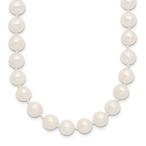 14k White Gold 7-8mm White Near Round Freshwater Cultured Pearl 16 inch Necklace