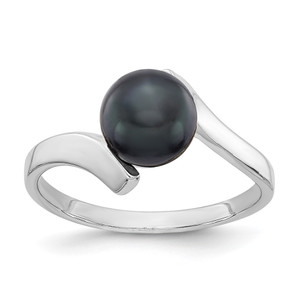 14k White Gold 7mm Black FW Cultured Pearl Ring - Y1-41CEE911-6557