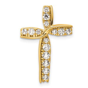 14k 1/2 carat Lab Grown Diamond VS/SI+ G+ Complete Cross Chain Slide Pendant - PM-5B97E0E5-6934