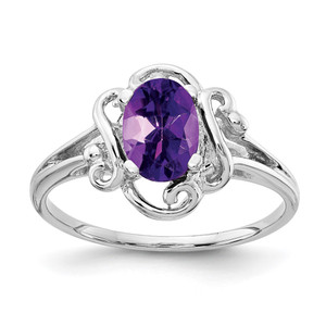14k White Gold 7x5mm Oval Amethyst ring - Y2-D09C00E0-6779