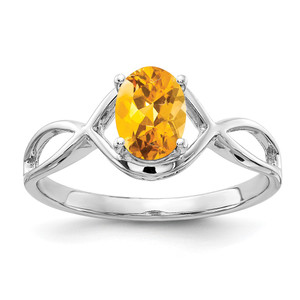 14k White Gold 7x5mm Oval Citrine Ring - Y4-2C93B37B-8480