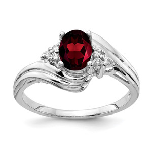 14k White Gold 7x5mm Oval Garnet AA Diamond ring - Y2-EC1B0639-3046