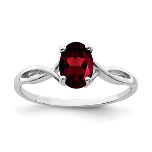 14k White Gold 7x5mm Oval Garnet ring - Y2-811EEB5E-1046