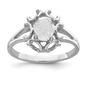 14k White Gold 7x5mm Oval Gemstone Ring Mounting - Y4-B4D419B8-7708