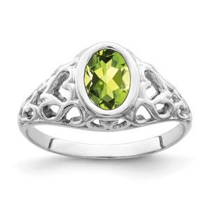 14k White Gold 7x5mm Oval Peridot ring - Y4-4C18118D-8288