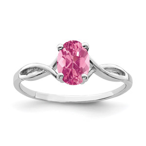 14k White Gold 7x5mm Oval Pink Tourmaline Ring - Y2-9963D184-4231