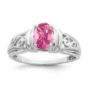 14k White Gold 7x5mm Oval Pink Tourmaline ring - Y4-01D67598-4264