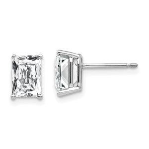 14k White Gold 7x5mm Radiant Cut Cubic Zirconia Earrings