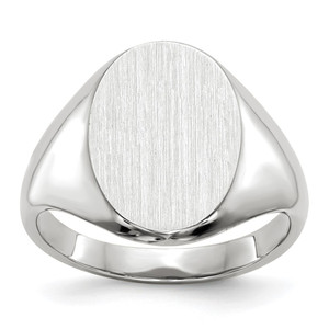 14k White Gold 8.0x11.5mm Closed Back Signet Ring