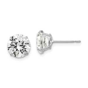 14k White Gold 8mm Round CZ Post Earrings