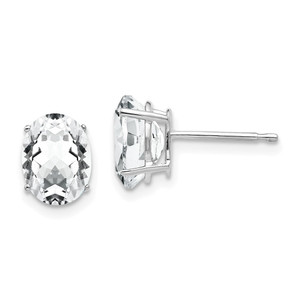 14k White Gold 8x6mm Oval Cubic Zirconia Earrings