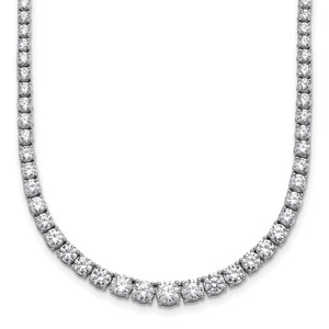 14k White Gold 9 7/8 carat Lab Grown Diamond VS/SI+ G+ Complete Round 18 inch Graduated Tennis Necklace