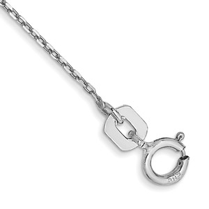 14K White Gold 9 inch .8mm Diamond-cut Cable with Spring Ring Clasp Anklet