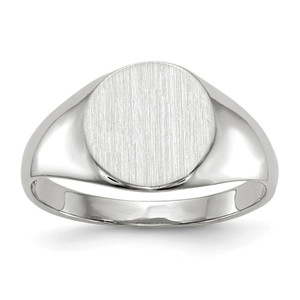 14k White Gold 9.0x9.5mm Closed Back Signet Ring