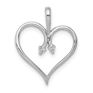 14k White Gold AA .02ct. Diamond Heart Pendant - PM-D26F1F2D-8567