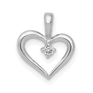 14K White Gold AA .05ct. Diamond Heart Pendant - PM-E18A0D35-8437